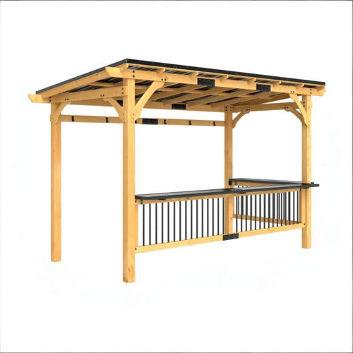 6X13FT Alora Premium Outdoor Hardtop Wooden BBQ Grill Gazebo