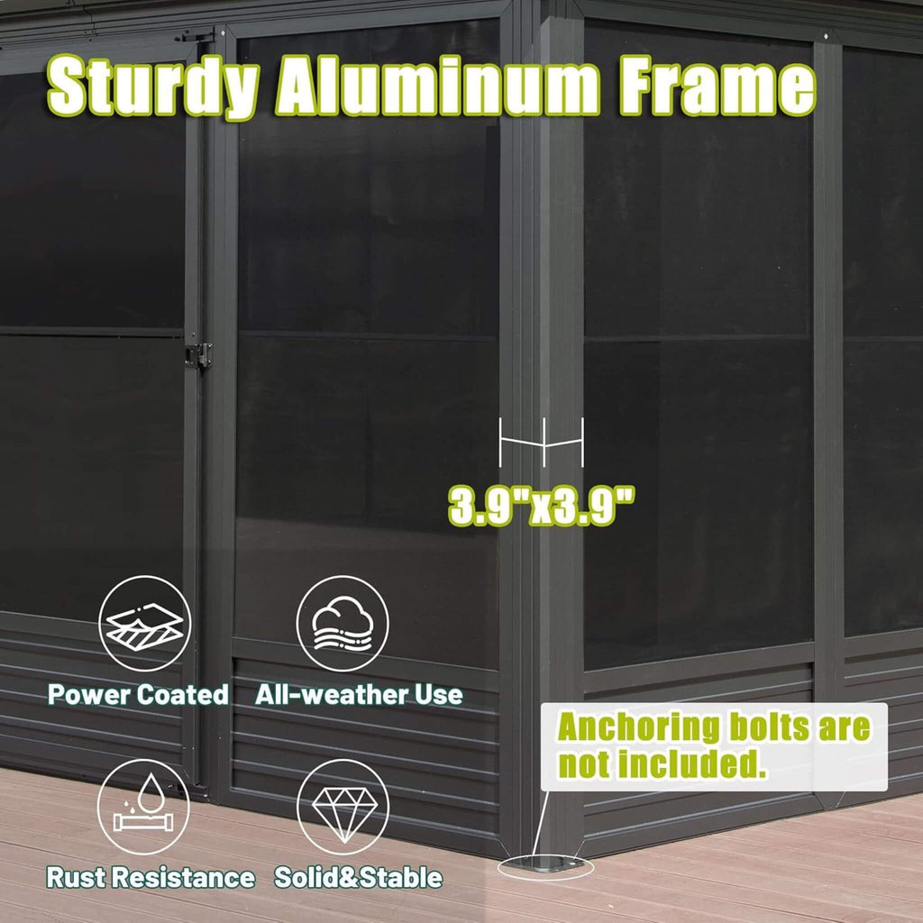 Alora Meridian Premium Four Season Outdoor Aluminum Hardtop Gazebo Sunroom