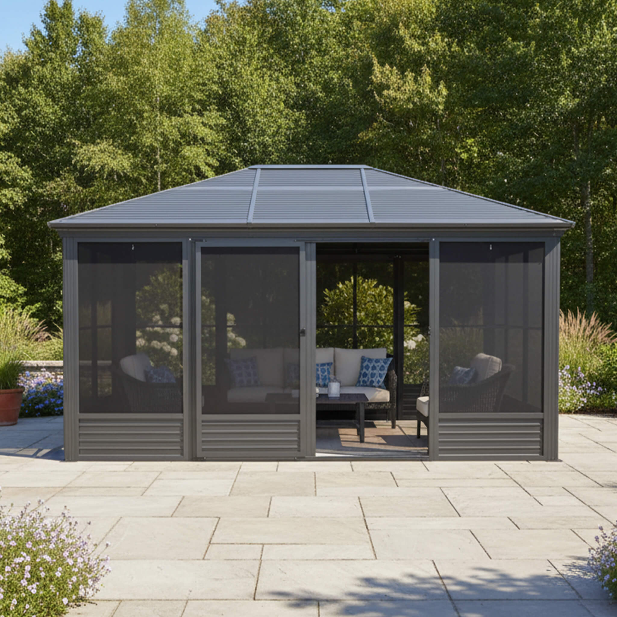 Alora Meridian Premium Four Season Outdoor Aluminum Hardtop Gazebo Sunroom