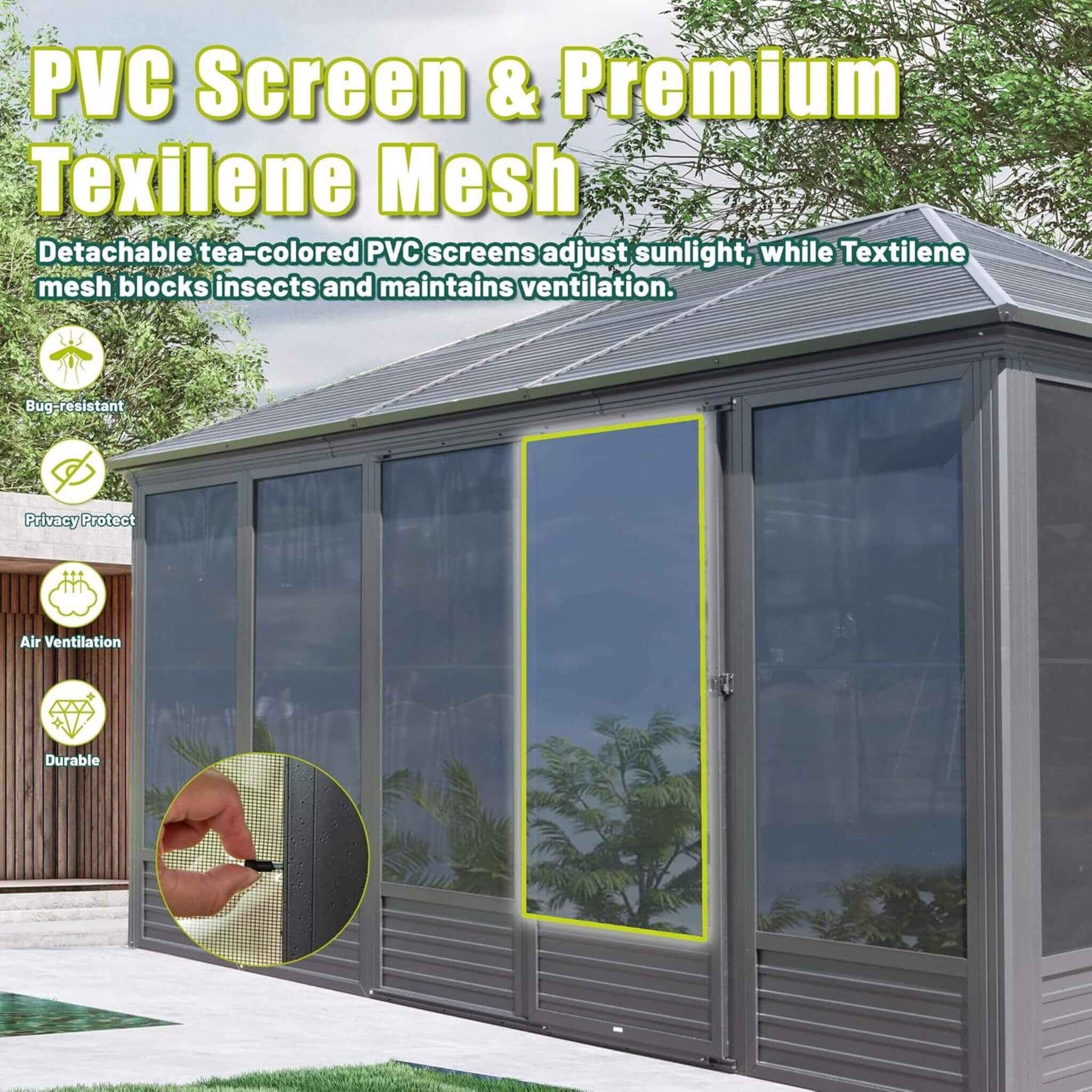 Alora Meridian Premium Four Season Outdoor Aluminum Hardtop Gazebo Sunroom