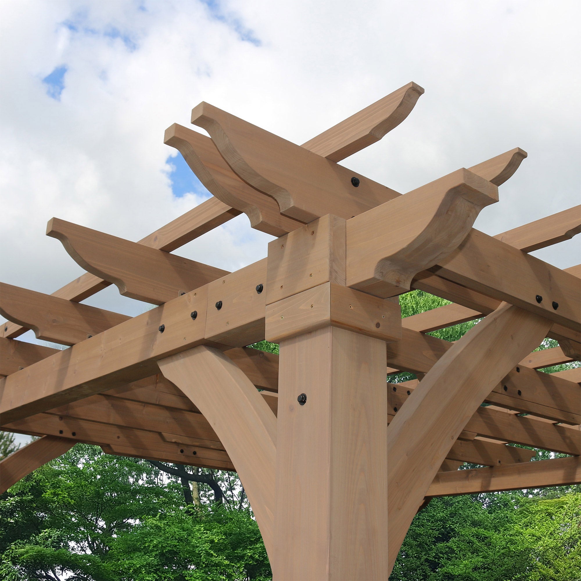 12x12 ft Cedar Wood Pergola Kit – Yardistry Pergola with 6x6 Posts & Trellis Roof for Backyard, Deck & Garden