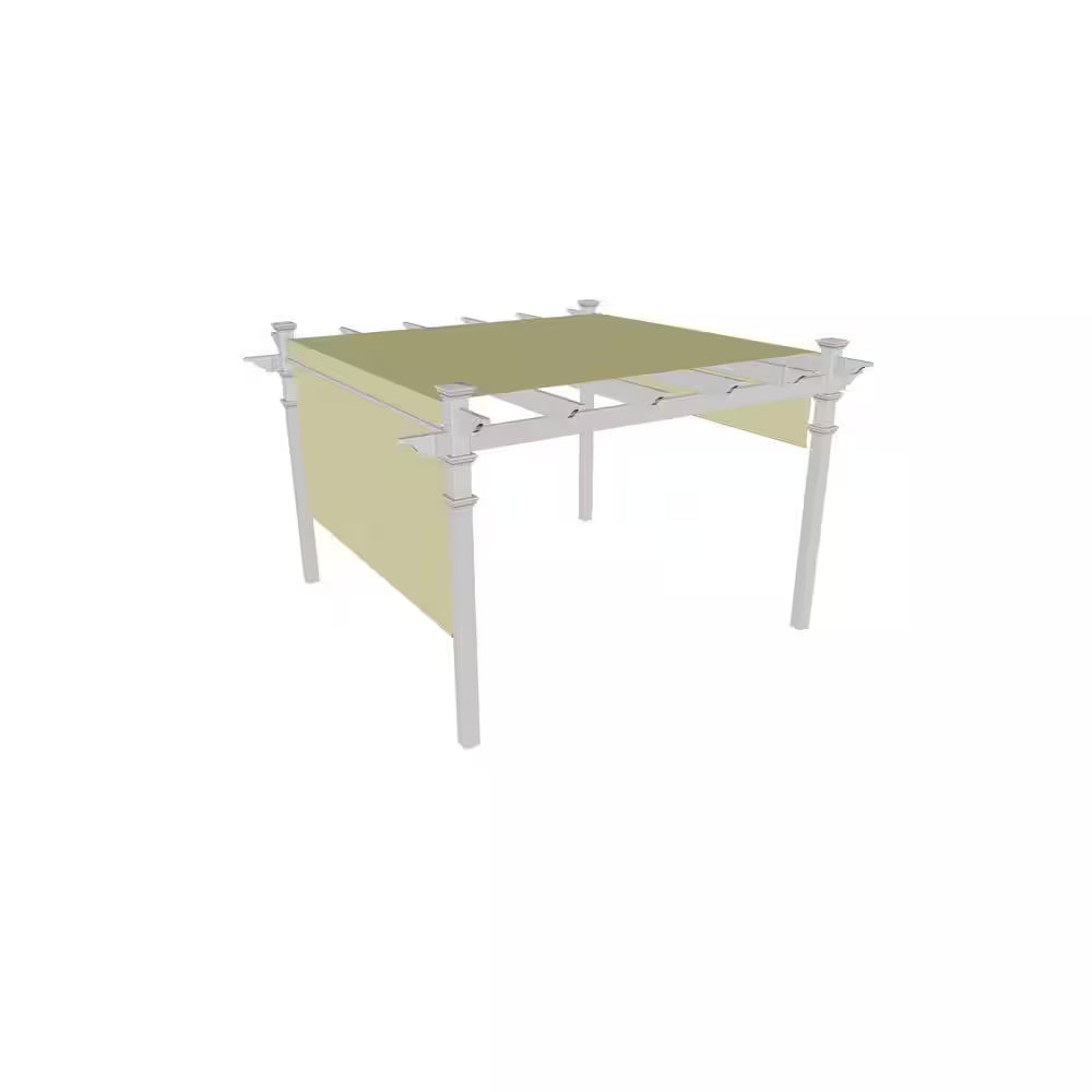 11x11 ft – White Vinyl Pergola with Adjustable Canopy