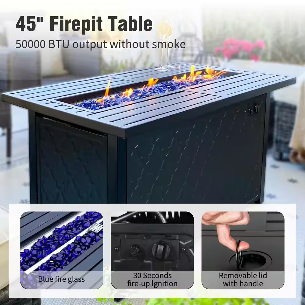 6-Piece Patio Furniture Set with Fire Pit Table