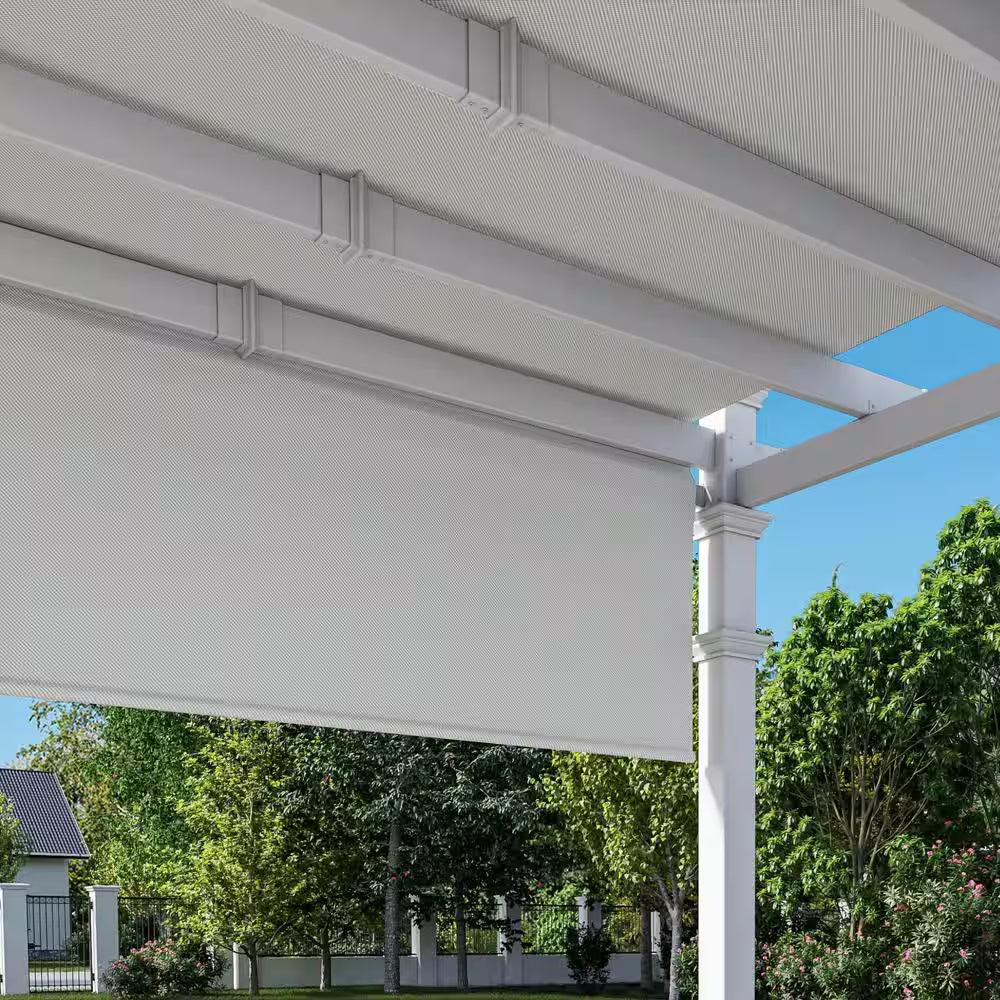 11x11 ft – White Vinyl Pergola with Adjustable Canopy