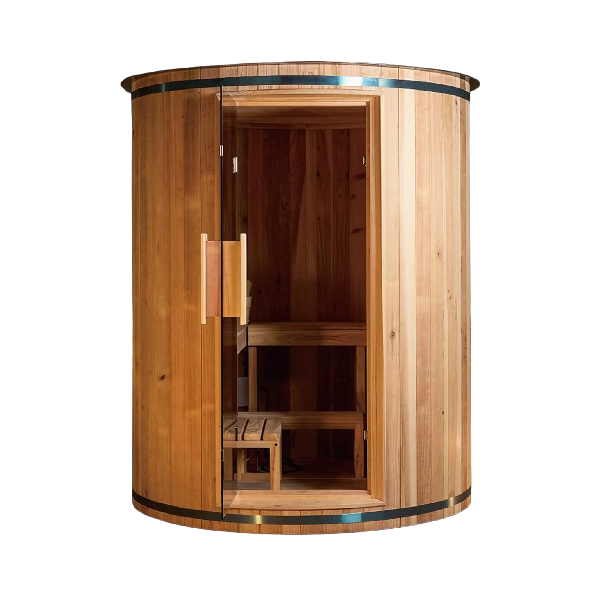 Thermora Barcelona Premium 78-Inch 4-Person Cedar Wood Outdoor Vertical Barrel Sauna