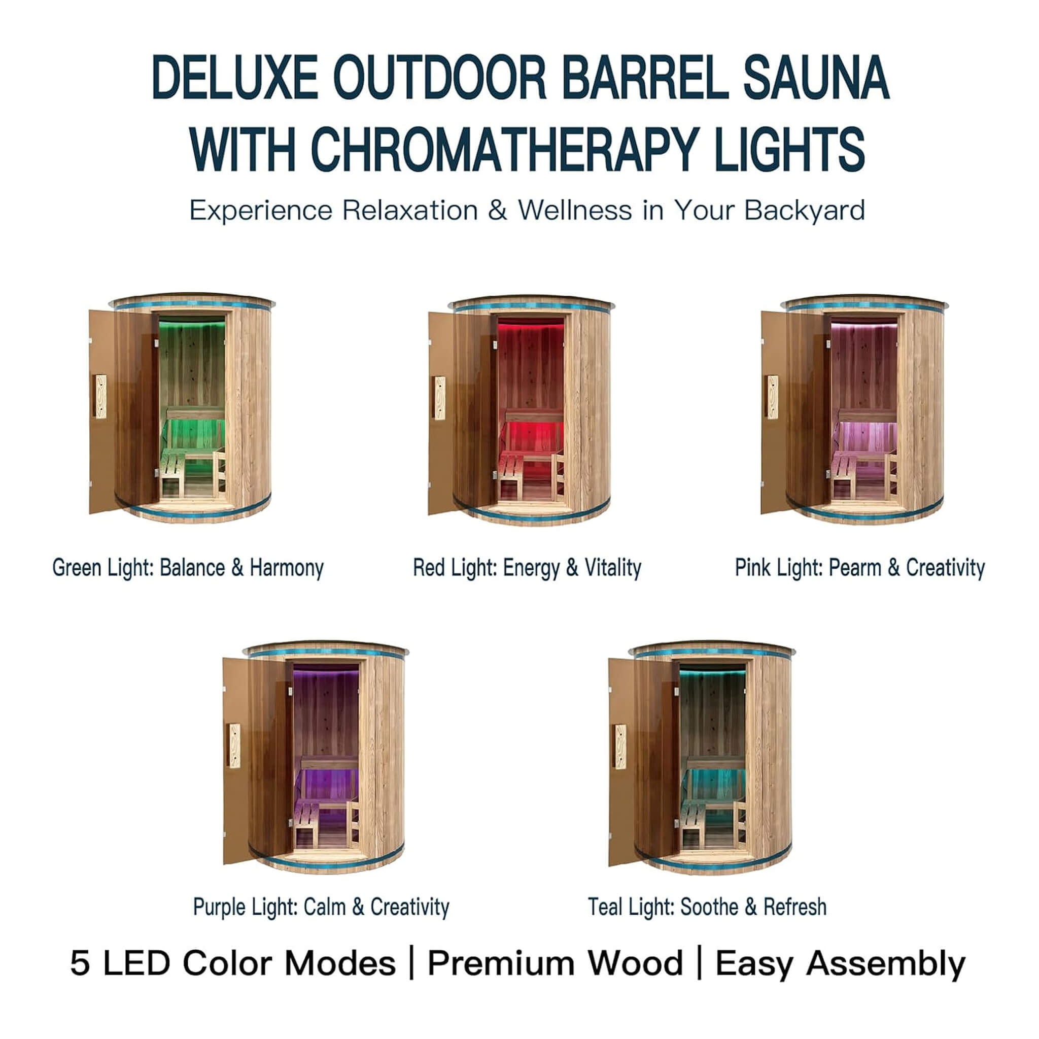 Thermora Barcelona Premium 78-Inch 4-Person Cedar Wood Outdoor Vertical Barrel Sauna