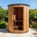 Thermora Barcelona Premium 78-Inch 4-Person Cedar Wood Outdoor Vertical Barrel Sauna