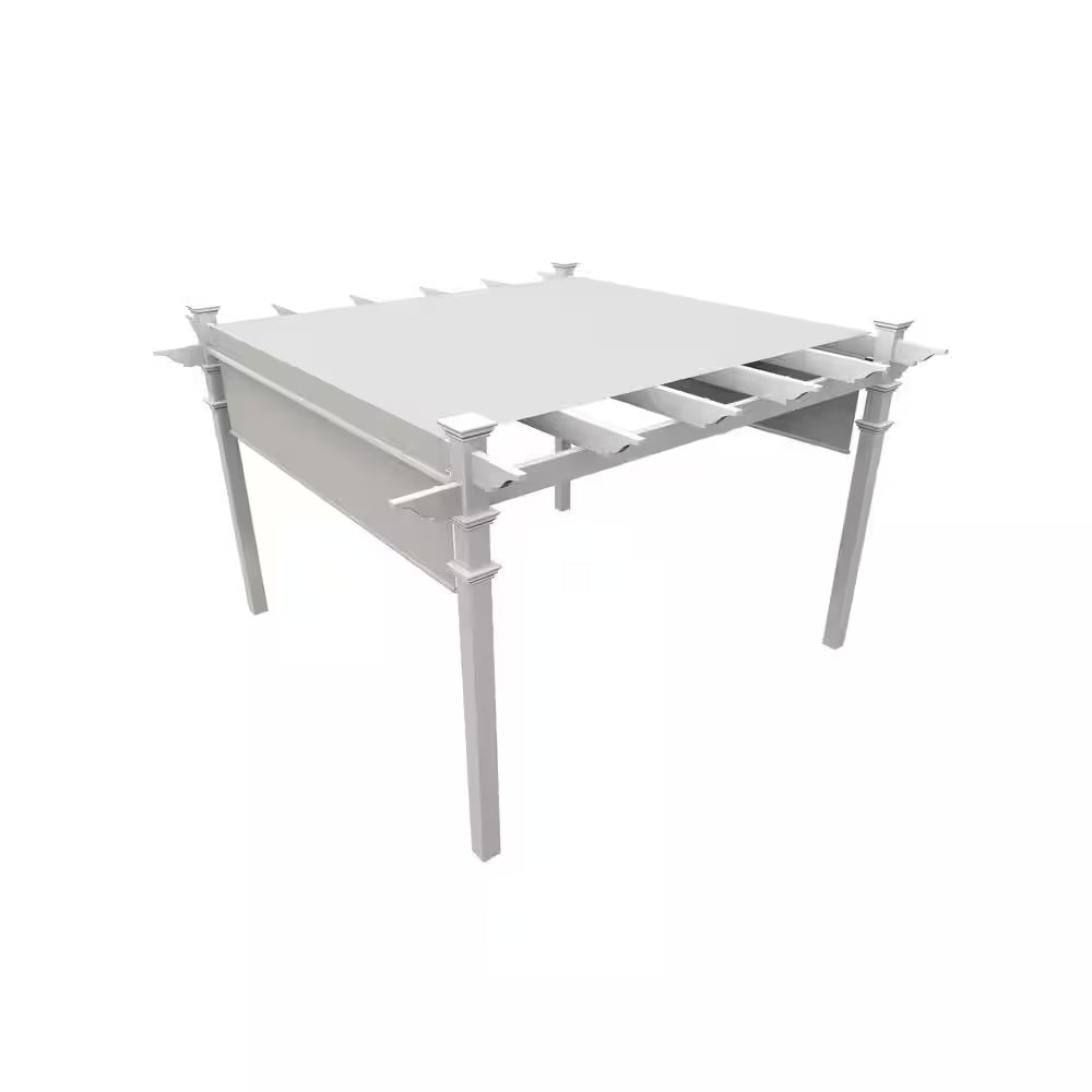 11x11 ft – White Vinyl Pergola with Adjustable Canopy