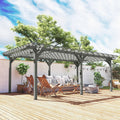 12x20 ft Wooden Pergola – Large Fir Wood Pergola Gazebo for Backyard, Garden & Deck, Gray Heavy-Duty Grape Tre