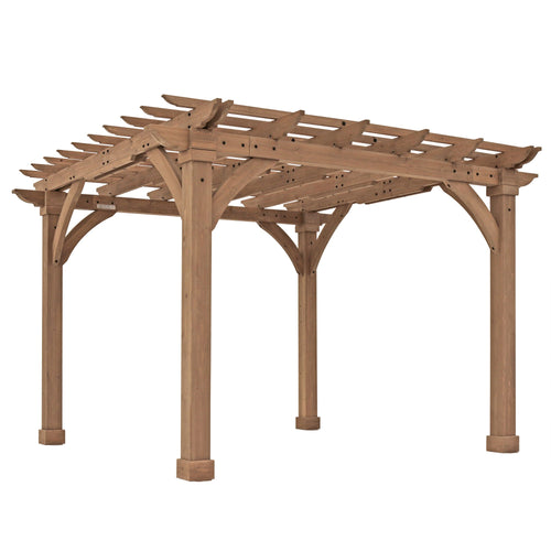 12x12 ft Cedar Wood Pergola Kit – Yardistry Pergola with 6x6 Posts & Trellis Roof for Backyard, Deck & Garden