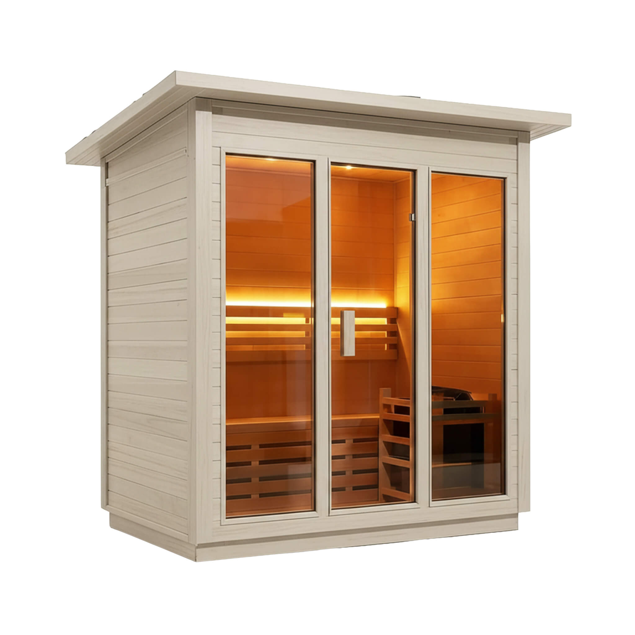 Custom 8-Person Luxury Spruce Outdoor Steam Sauna with Heater and Stones