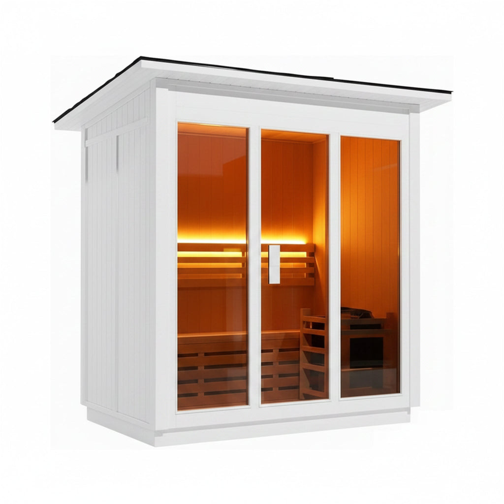 Custom 8-Person Luxury Spruce Outdoor Steam Sauna with Heater and Stones