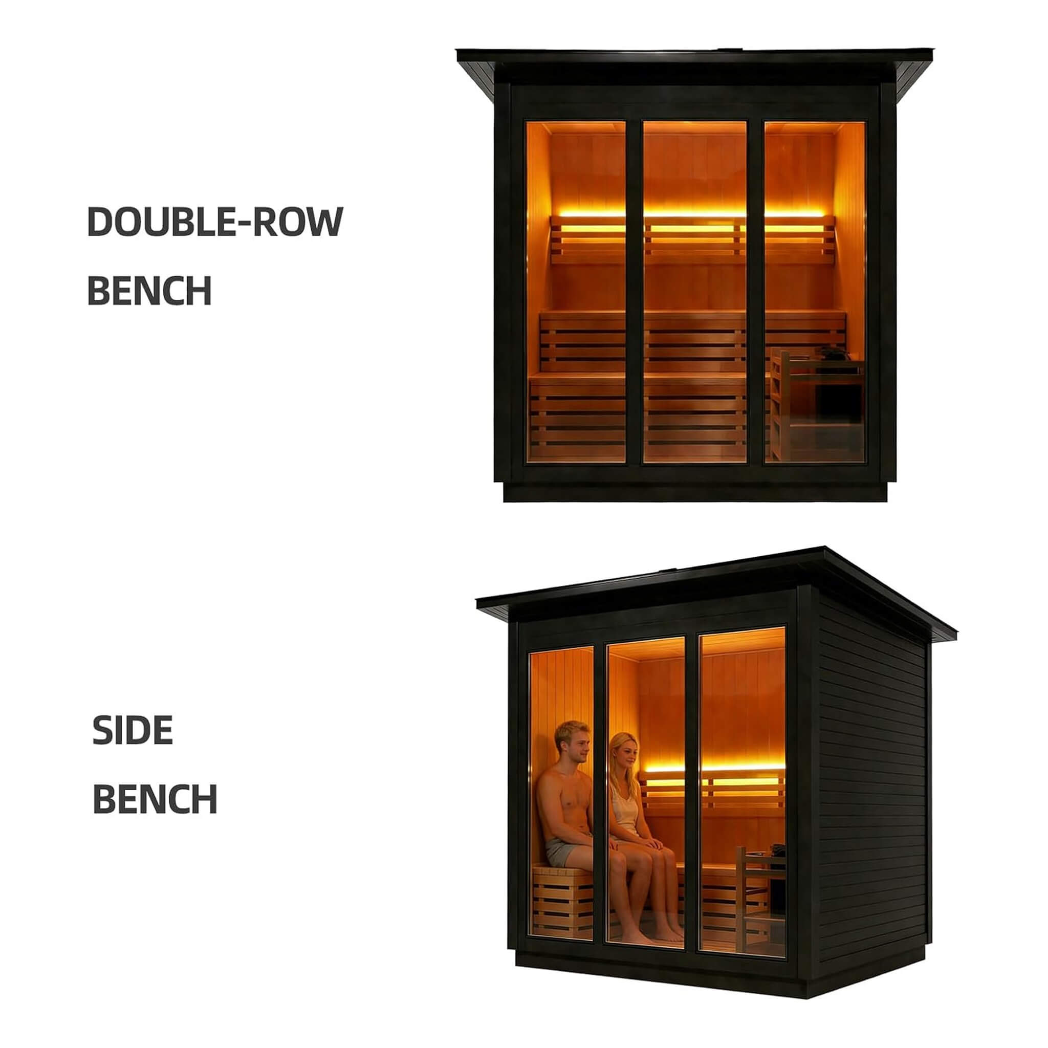 Custom 8-Person Luxury Spruce Outdoor Steam Sauna with Heater and Stones
