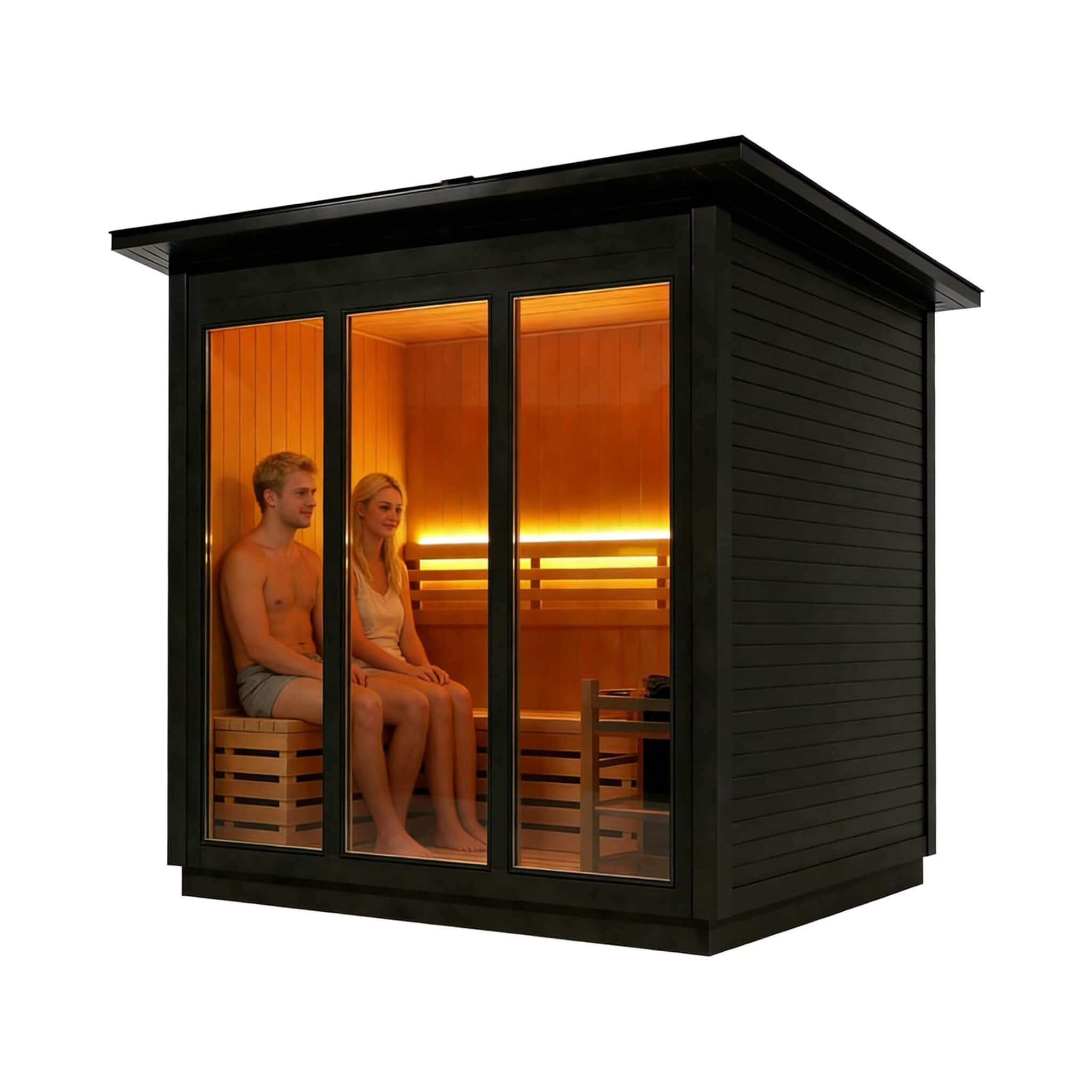 Custom 8-Person Luxury Spruce Outdoor Steam Sauna with Heater and Stones