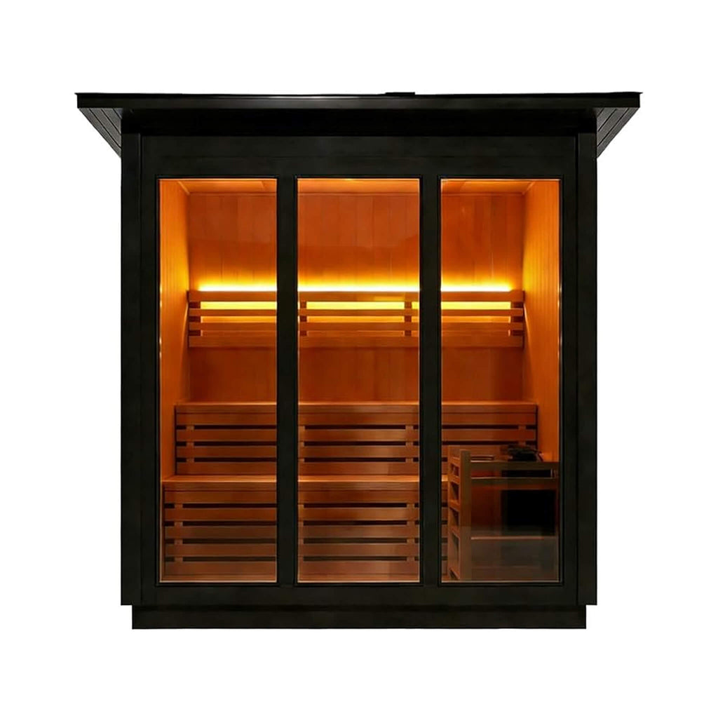 Custom 8-Person Luxury Spruce Outdoor Steam Sauna with Heater and Stones