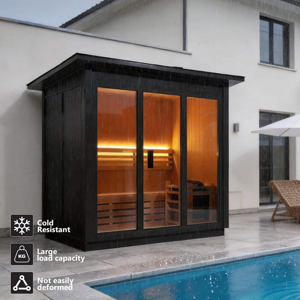 Custom 8-Person Luxury Spruce Outdoor Steam Sauna with Heater and Stones