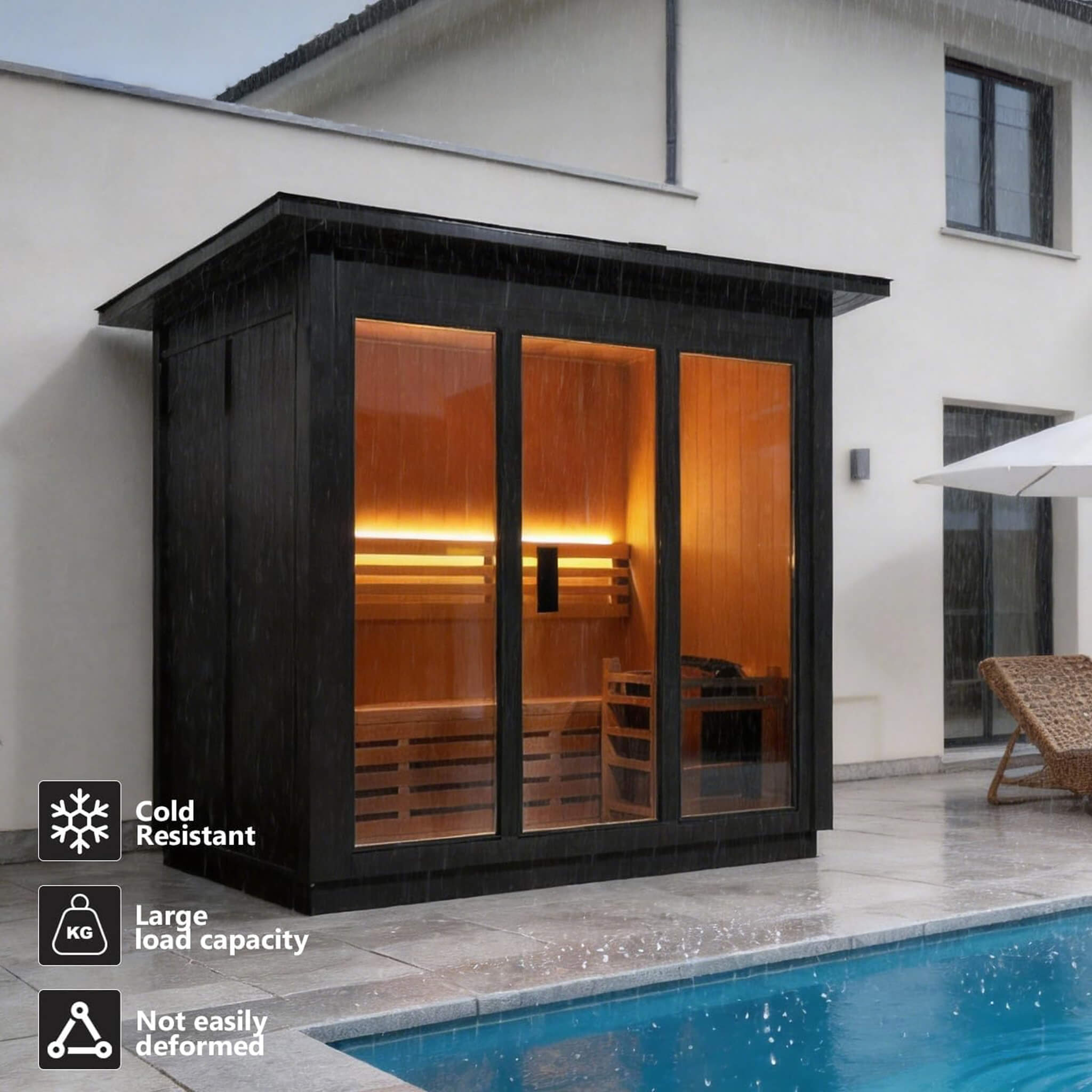 Custom 8-Person Luxury Spruce Outdoor Steam Sauna with Heater and Stones