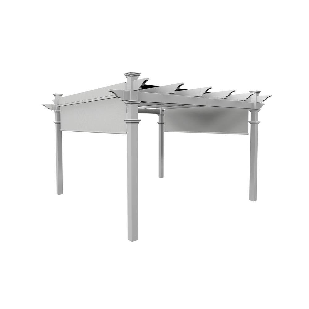11x11 ft – White Vinyl Pergola with Adjustable Canopy
