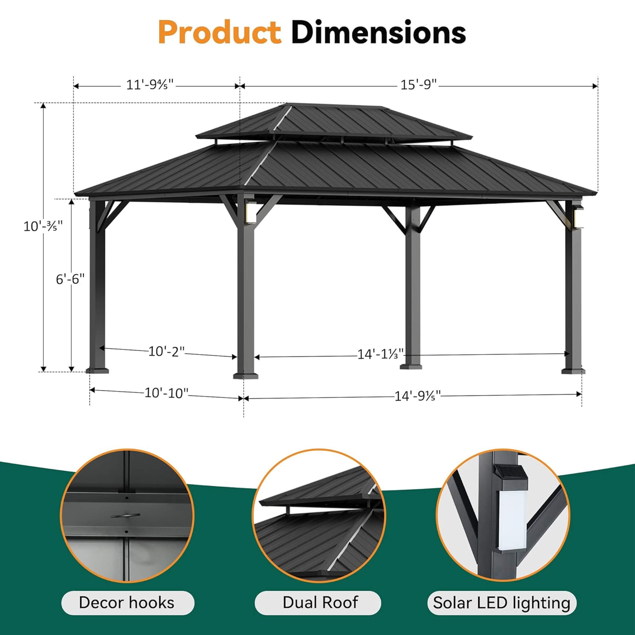 Alora Luxury Double Roof Hardtop Gazebo
