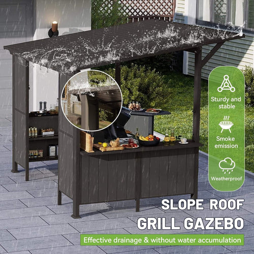 9X10FT Alora Modern Slanted Hardtop Alloy Steel Grill Gazebo