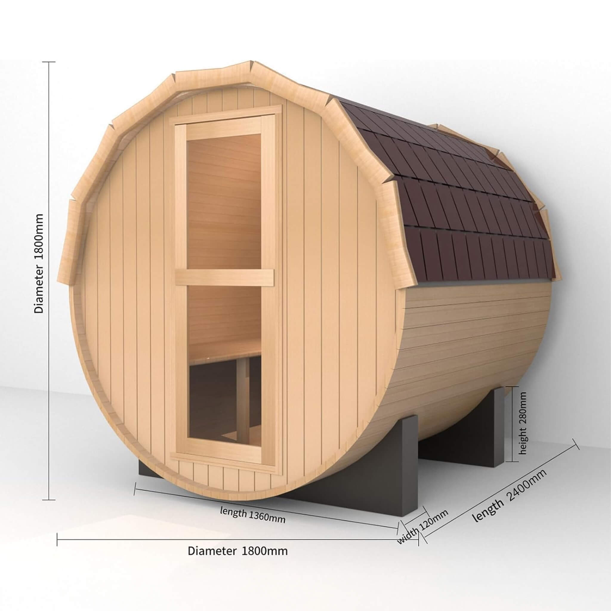 Thermora Haven Premium All-Weather Outdoor Pinewood Barrel Sauna