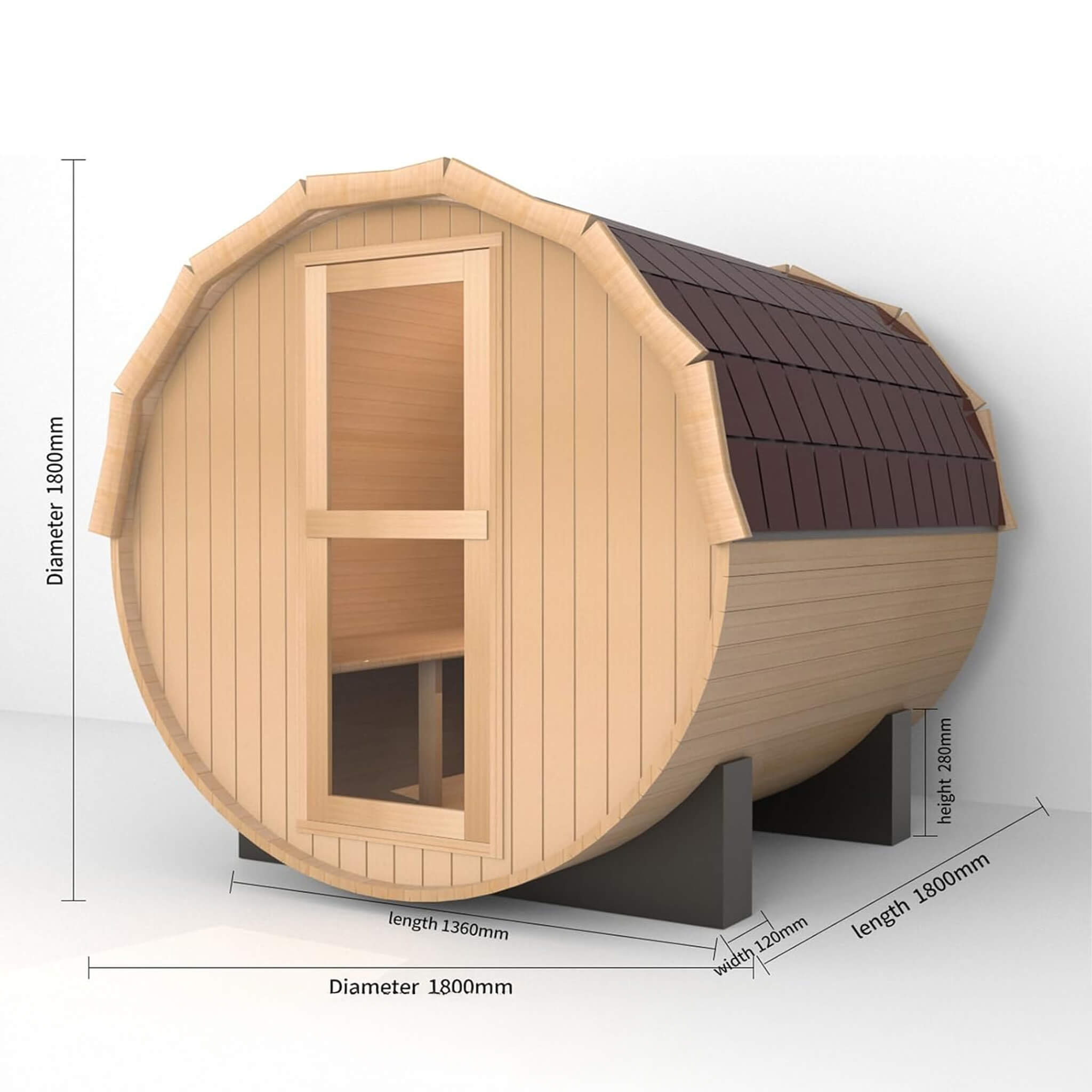Thermora Haven Premium All-Weather Outdoor Pinewood Barrel Sauna