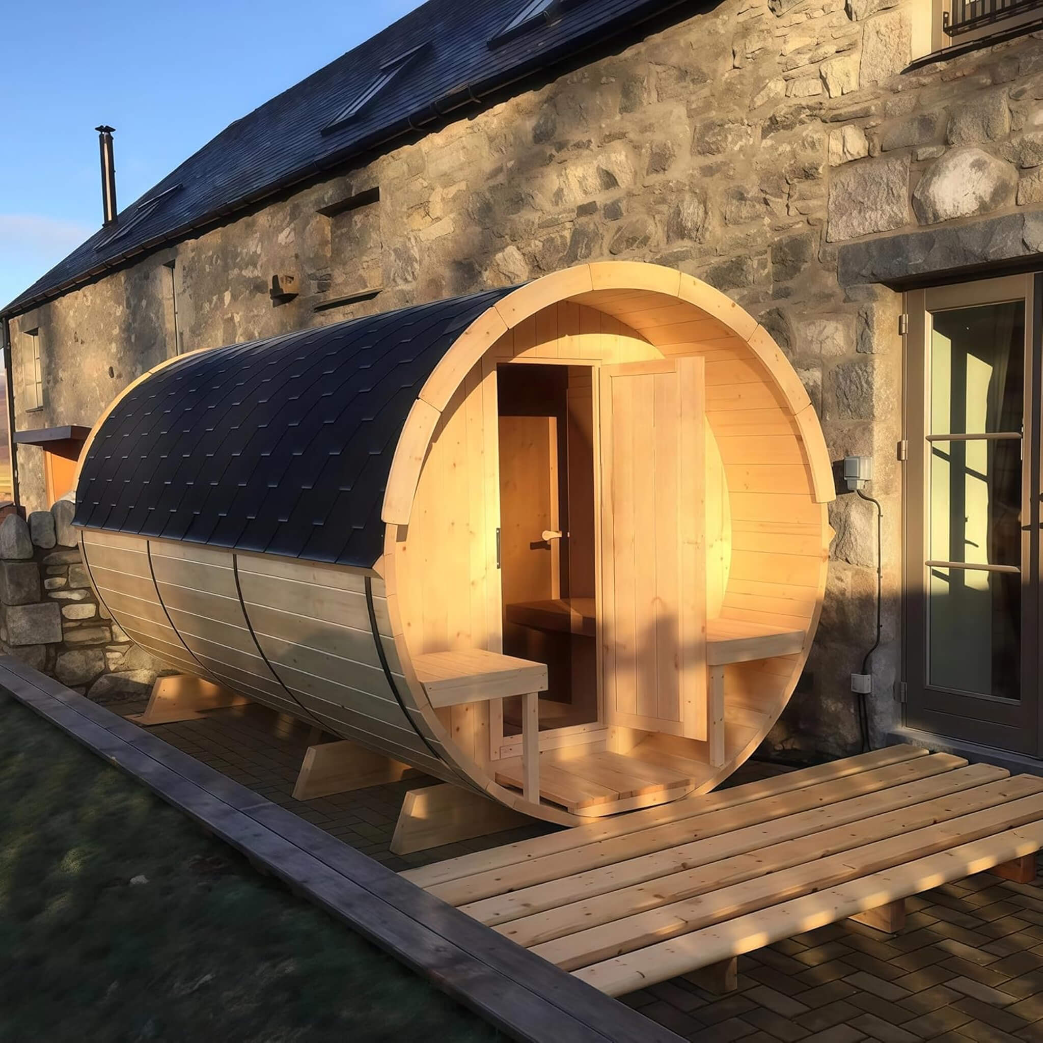 Thermora Haven Premium All-Weather Outdoor Pinewood Barrel Sauna