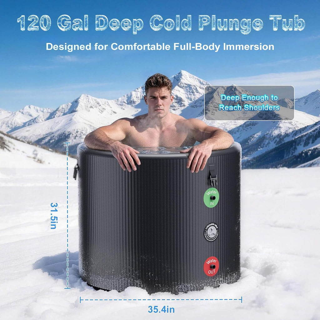 Premium XL 120 Gal Cold Plunge Tub Kit With 1/3 HP Chiller, Filter And Pump (SAK58283)