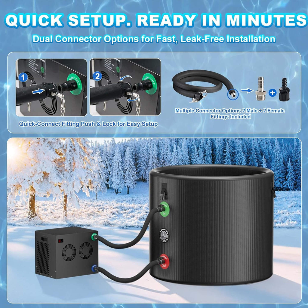 Premium XL 120 Gal Cold Plunge Tub Kit With 1/3 HP Chiller, Filter And Pump (SAK58283)